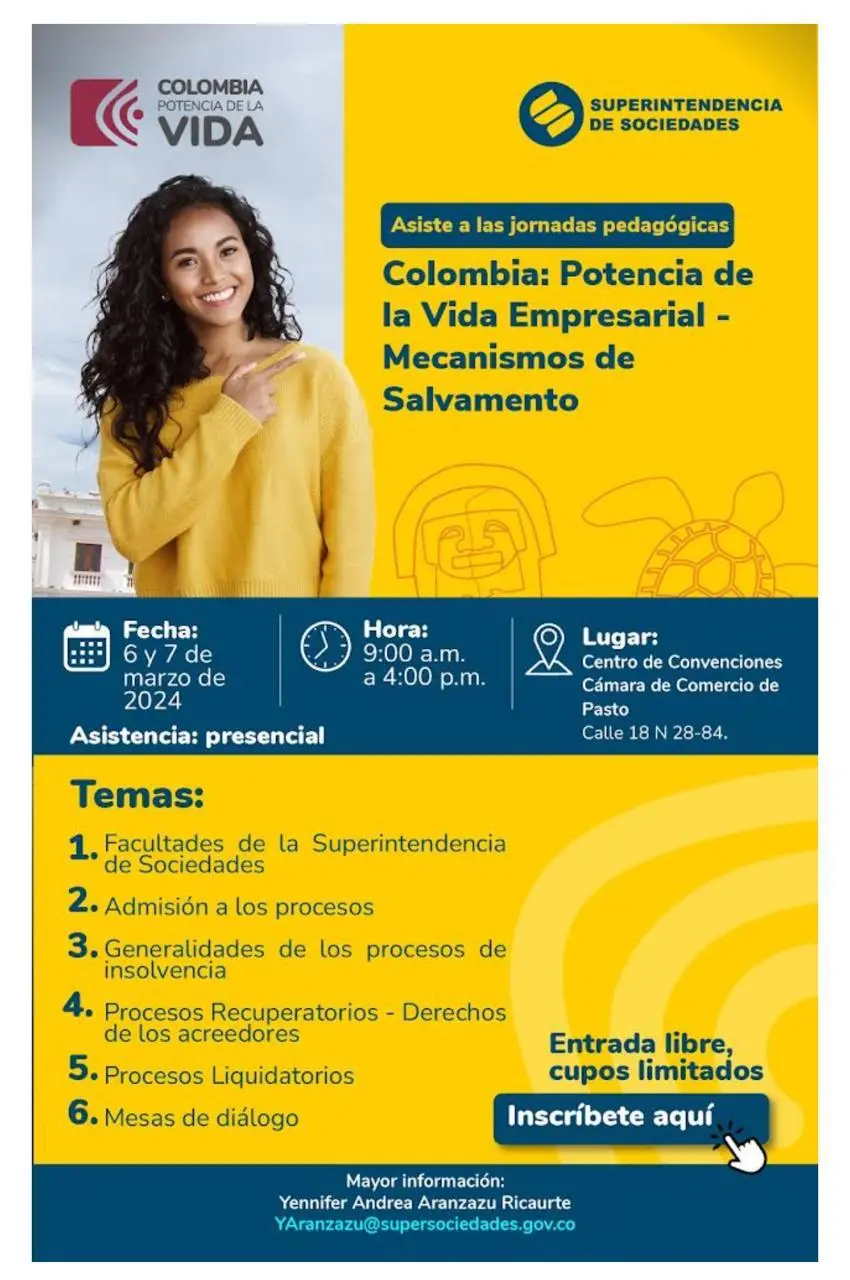 ¡No te pierdas las Jornadas Pedagógicas de la Superintendencia de Sociedades en Pasto!