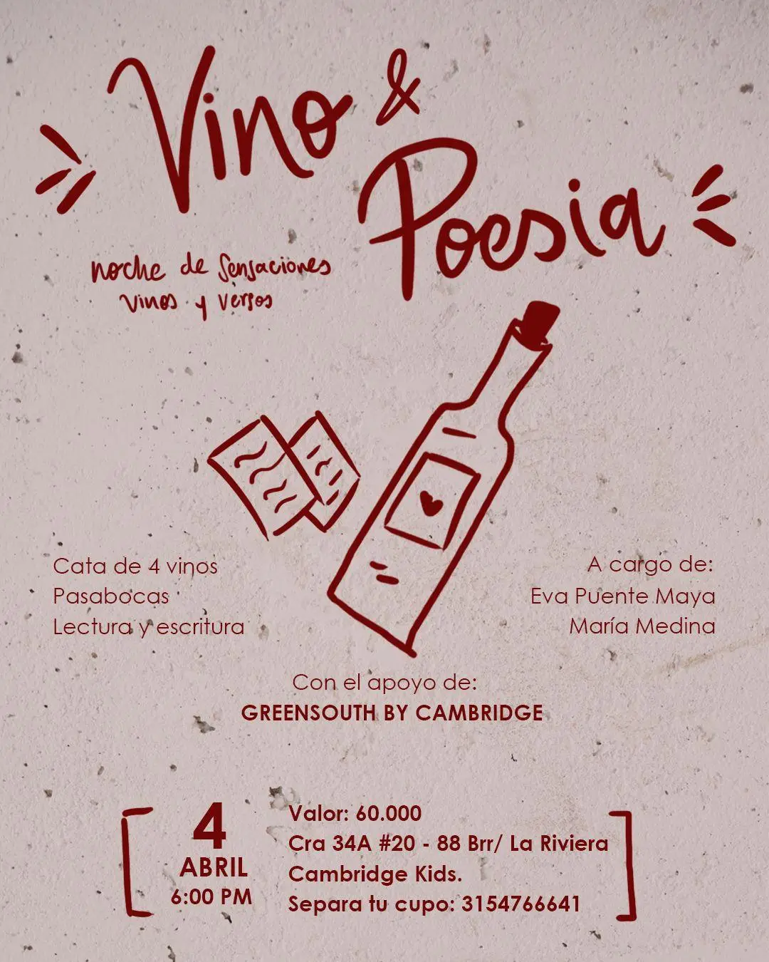 Vino y poesía: una noche de sensaciones, vinos y versos.