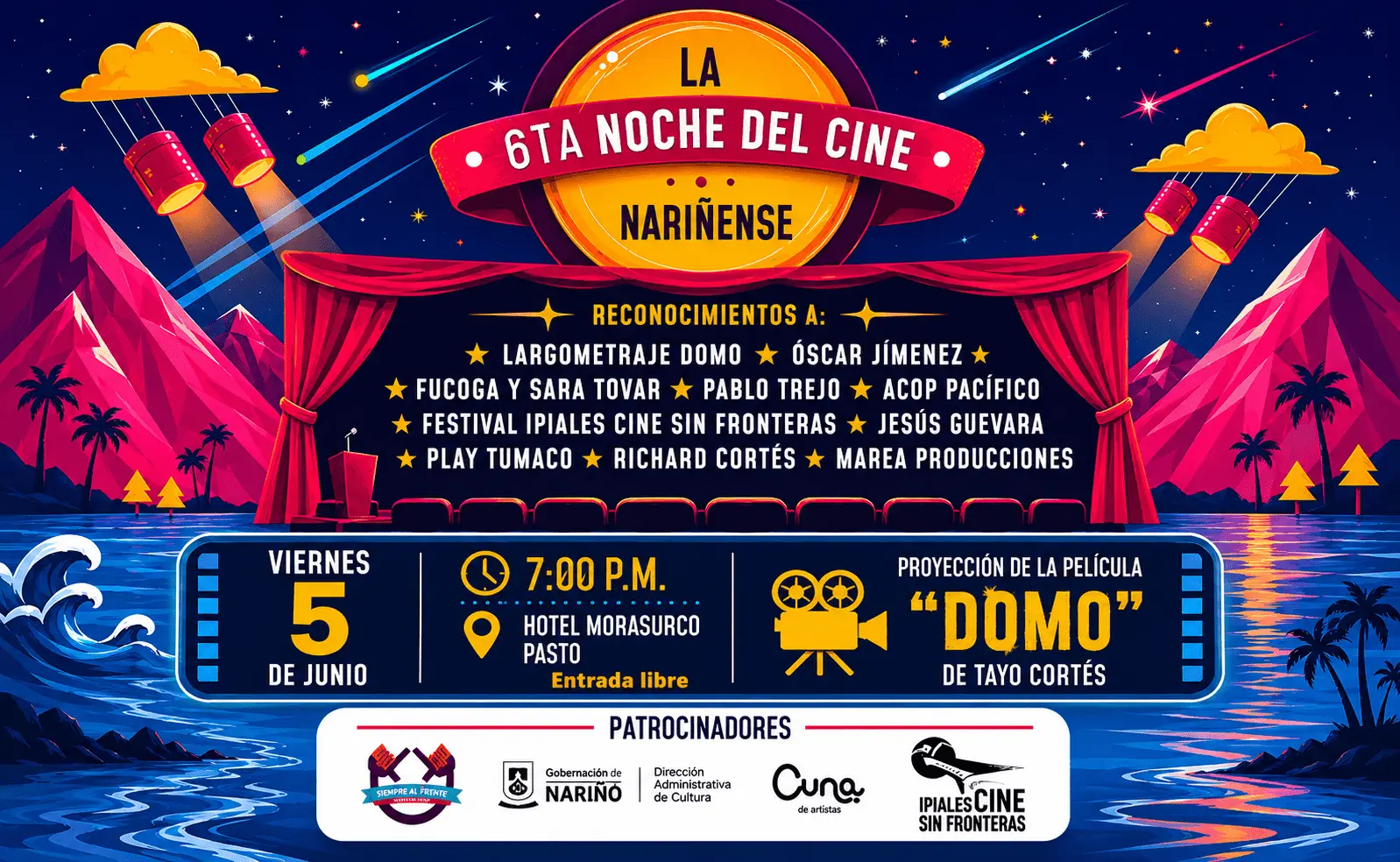 La Sexta Noche del Cine Nariñense celebrará el talento audiovisual del departamento en Pasto y Tumaco