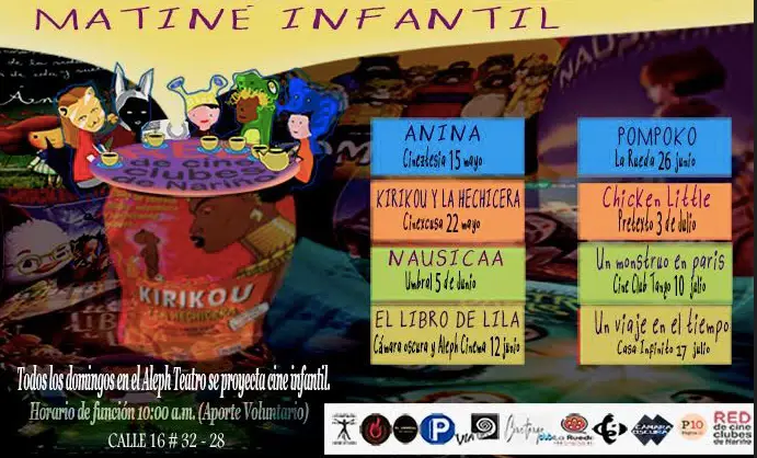 Cine Infantil Matinal los Domingos en Aleph Teatro de mayo a julio