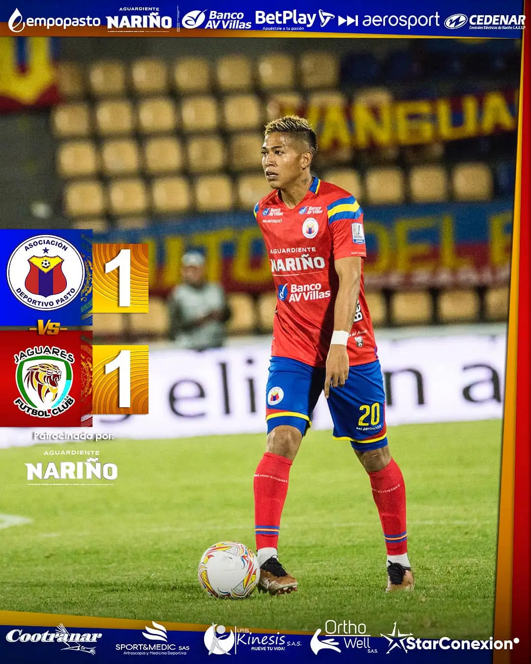 Jaguares empató ante Pasto con gol agónico