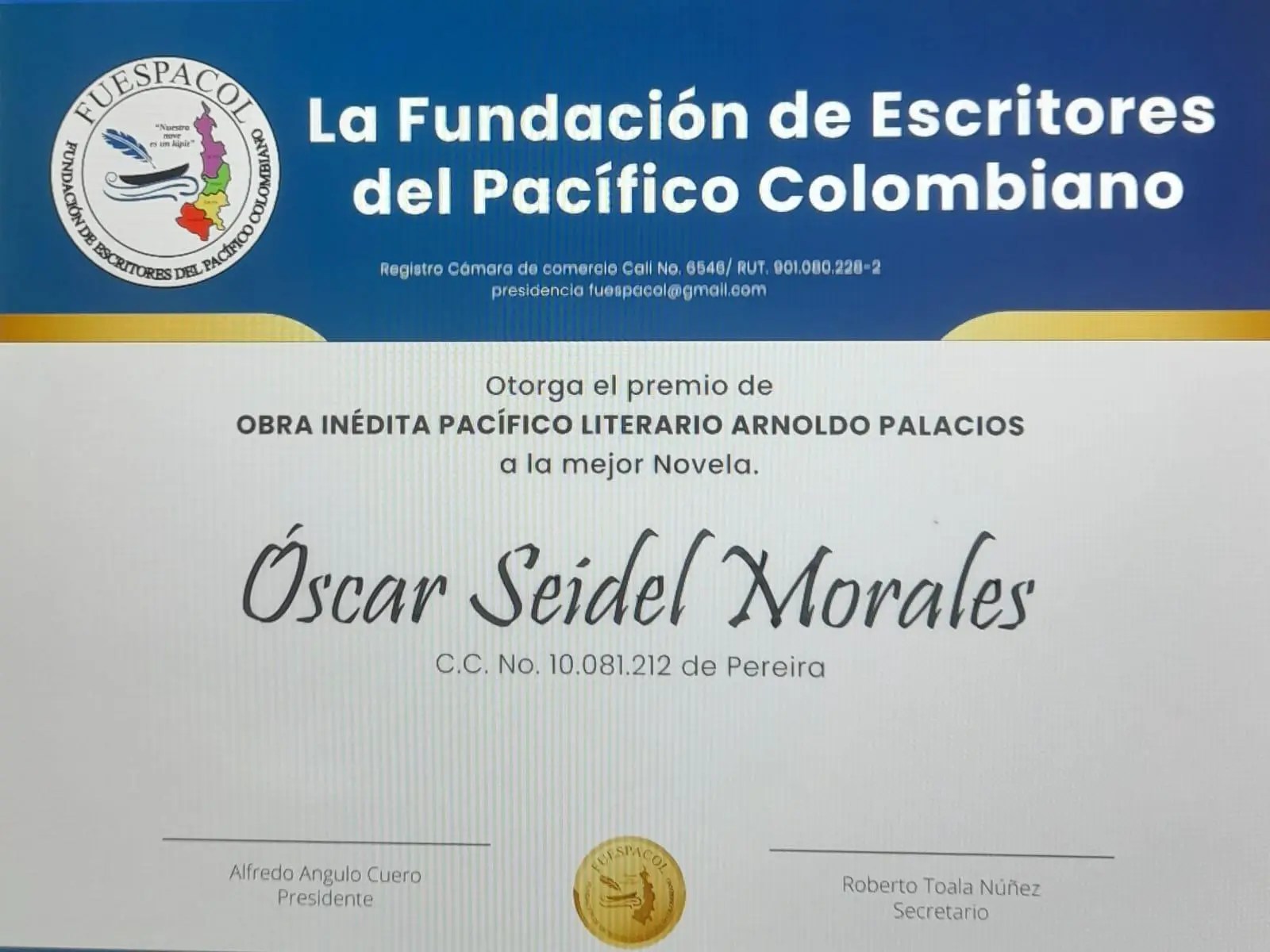 “Peripecias de un circo” de Oscar Seidel ganó concurso Fuespacol de Novela Arnoldo Palacios.